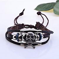 Men\'s Lureme Skull Charming Braided Leather Bracelet Jewelry Christmas Gifts