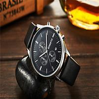 mens fashion watch quartz leather band casual black brown