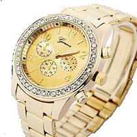 Men\'s Women\'s Fashion Watch Simulated Diamond Watch Quartz PU Band Silver Brown Gold Rose Gold Strap Watch