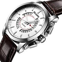 Men\'s Dress Watch Fashion Watch Wrist watch Calendar Quartz Genuine Leather Band Cool Casual Brown