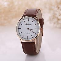 mens luxury leather band white case dress style watch jewelry wrist wa ...