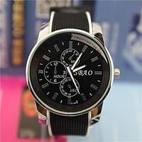 Men\'s Big Round Dial Rubber Band Analog Quartz Wrist Watch (Assorted Colors) Cool Watch Unique Watch Fashion Watch