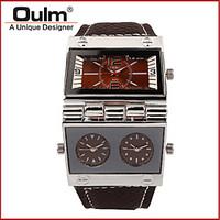 Men\'s Women\'s Unisex Sport Watch Military Watch Fashion Watch Wrist watch Calendar Dual Time Zones Quartz Genuine Leather BandVintage