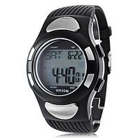 Men\'s Heart Rate Monitor Style Rubber Digital Automatic Wrist Watch with Electro Luminescent (Black) Cool Watch Unique Watch