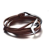 Men\'s Wrap Bracelet Stainless Steel Leather Personalized Fashion Black Brown Jewelry 1pc