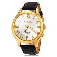 Men\'s Gold Roman Number Dial PU Band Quartz Wrist Watch(Assorted Colors) Cool Watch Unique Watch Fashion Watch