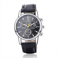 Men\'s Fashion Round Leather Wristwatches Glass Analog Quartz Watch Casual Business Style Relogio Masculino
