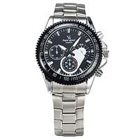 Men\'s Dress Watch Quartz Alloy Band Casual Silver Black