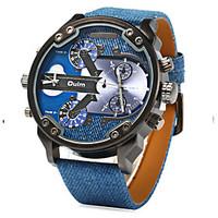 Men\'s Military Fashion Double Analog Time Leather Band Quartz Watch Wrist Watch Cool Watch Unique Watch