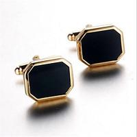 Men\'s Fashion Black Face Gold Alloy French Shirt Cufflinks (1-Pair)