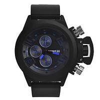 mens sport watch chinese quartz calendar silicone band cool black whit ...