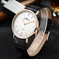 Men\'s Fashion Watch Quartz Leather Band Black Black White Gold