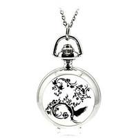 mens skeleton watch pocket watch quartz alloy band silver