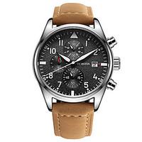 Men\'s Dress Watch Calendar Chronograph Water Resistant / Water Proof Quartz Genuine Leather Band Casual Luxury Black Brown