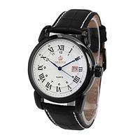 Men\'s Fashion Watch Mechanical Watch Chinese Quartz Automatic self-winding Leather Band Black Silver