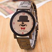 Men\'s Beard Hat Set Auger Red Bowknot Black Black Tungsten Steel Strap Watch