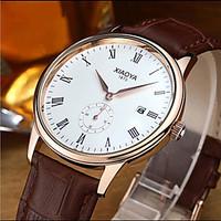 mens fashion watch quartz leather band black brown brown black white