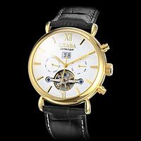 Men\'s Gold Case Calendar Function PU Analog Mechanical Wrist Watch (Assorted Colors) Cool Watch Unique Watch Fashion Watch