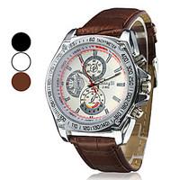 mens racing design dial pu leather band quartz wrist watch assorted co ...