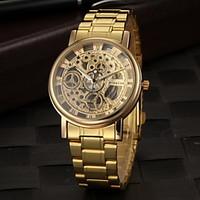 mens skeleton design hollow quartz movement fashion watch wrist watch  ...