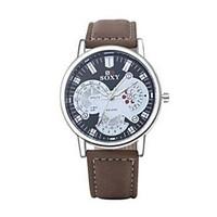 Men\'s Unisex Dress Watch Fashion Watch Wrist watch Quartz Water Resistant / Water Proof Leather Band Brown