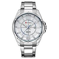 mens fashion watch quartz alloy band silver