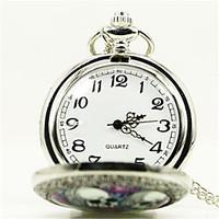 mens womens pocket watch quartz alloy band silver