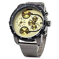 mens military watch quartz calendar dual time zones stainless steel ba ...