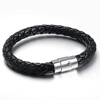 mens casual leather bracelets fashion hip hop rock circle round jewelr ...