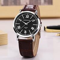 mens womens fashion watch quartz leather band vintage casual black bro ...