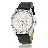 Men\'s Racing Dial Silver Case Leather Band Quartz Wrist Watch (Assorted Colors) Cool Watch Unique Watch