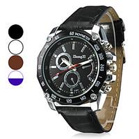 Men\'s Racing Design Dial PU Leather Band Quartz Wrist Watch (Assorted Colors) Cool Watch Unique Watch Fashion Watch