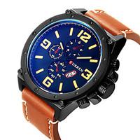 Men\'s Military Watch Dress Watch Fashion Watch Wrist watch Quartz Japanese Quartz Calendar Water Resistant / Water Proof Leather Band