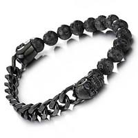 mens chain bracelet vintage punk stainless steel skull skeleton jewelr ...