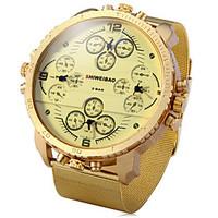 Men\'s Military Fashion Big Dial Four Time Zones Steel Band Quartz Watch Wrist Watch Cool Watch Unique Watch