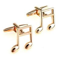 mens fashion musical note gold alloy french shirt cufflinks 1 pair