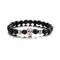 mens strand bracelet multi stone fashion gold plated skull skeleton je ...