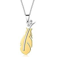 Men\'s Women\'s Couple\'s Pendant Necklaces Pendants Titanium Steel Gold Plated Feather Fashion Golden Jewelry Party Daily Casual Sports 1pc