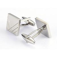 Men\'s Fashion Square Silver Alloy French Shirt Cufflinks (1-Pair) Christmas Gifts