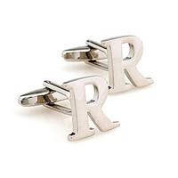 Men\'s Fashion Letter R Silver Alloy French Shirt Cufflinks (1-Pair)