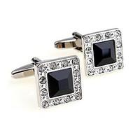 Men\'s Fashion Black Crystal Alloy French Shirt Cufflinks (1-Pair)