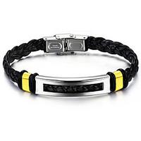 Men\'s Leather Bracelet Fashion Vintage Punk Hip-Hop Rock Stainless Steel PU Band Casual Unqiue Cool Geometric Jewelry For Sport Outdoor Dailywear