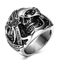 Men\'s Ring Rock Statement Titanium Steel Unique Fashion Cool Punk Skull Ring For Men Finger Rings Party Daily Casual Jewelry Vintage