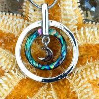 metal double circle moon necklace