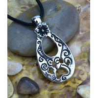 Metal Tear Shaped Paw Print Necklace