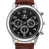 mens fashion watch casual watch quartz leather band black brown