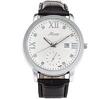 Men\'s Wrist watch Calendar Quartz Genuine Leather Band Cool Casual Black