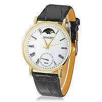Men\'s Gold Round Dial PU Band Quartz Analog Wrist Watch (Assorted Colors) Cool Watch Unique Watch