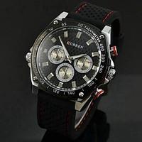 mens military design casual watch quartz water resistant rubber strap  ...