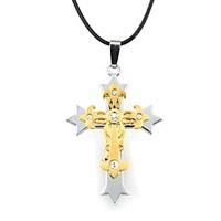 mens fashion zinc alloy star edge cross necklace1pc